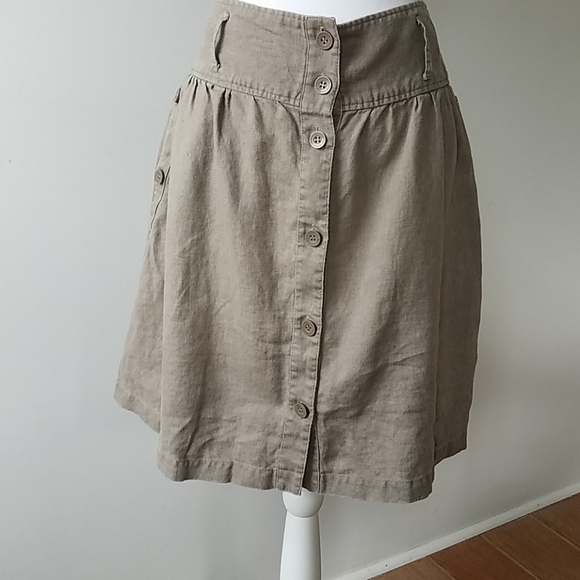 Workshop Tan Linen Skirt, Sz. 14 - Picture 4 of 7